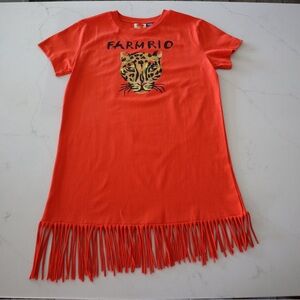 Anthropologie Farm for Anthropologie orange Leopard Fringe maxi dress FARMRIO